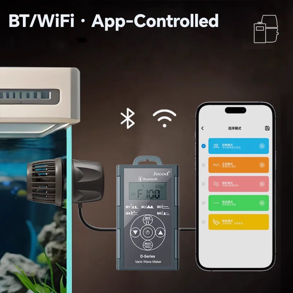 Jecod Jebao Dmp-10/20/30/40 New Smart Bluetooth App Cordless Multi Device Aquarium Wavemaker Pump Freshwater Saltwater Fish Tank