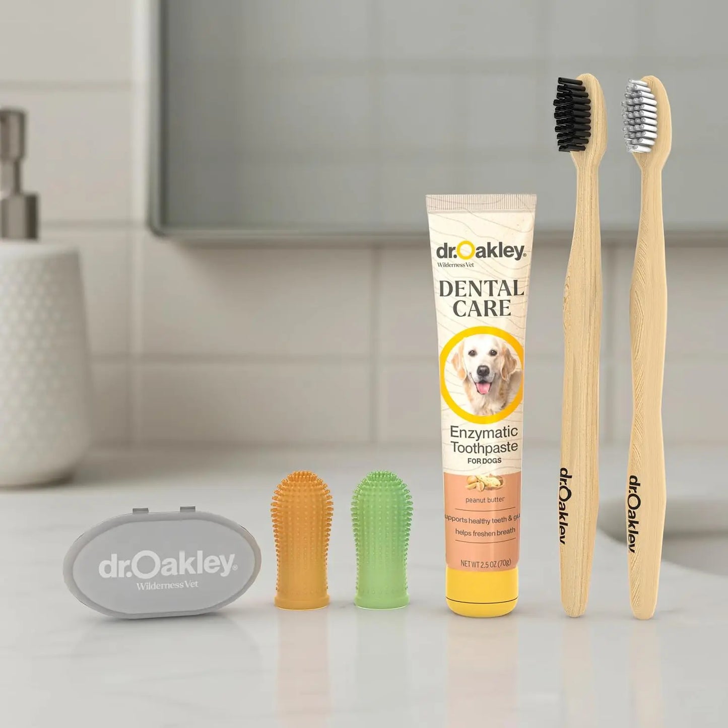 Natural Peanut Butter Flavor Dog Toothpaste & Brush Kit for All Breeds and Cats