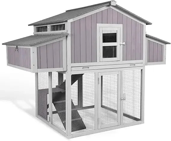 Foldable Chicken Coop Fast Assembly Large Outdoor Hen House 69.8 L for 4-6 Chickens with Four Nesting Box